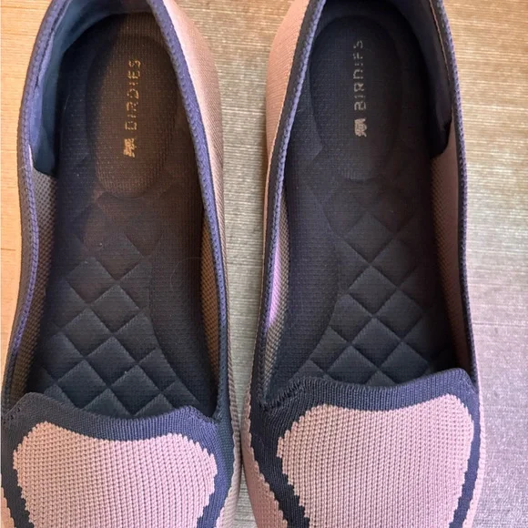 Birdies Blackbird Flats Size 7 Antique Pink Navy Trim Comfort Loafers - Picture 4 of 10